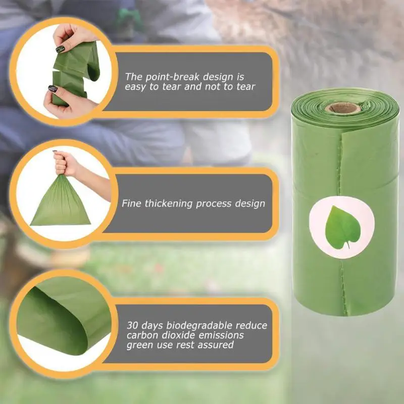 Dog Poop Bag Compostable Puppy Waste Cleaning Pets Trash Cleaning Garbage Bags Additional Waterproof Coating Keeps The Roll Dry