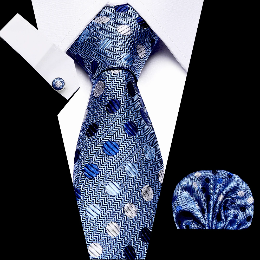 

Needles 7.5cm Mens Ties New Man Fashion Dot Neckties Corbatas Hanky Cufflinks Set For Formal Wedding Party