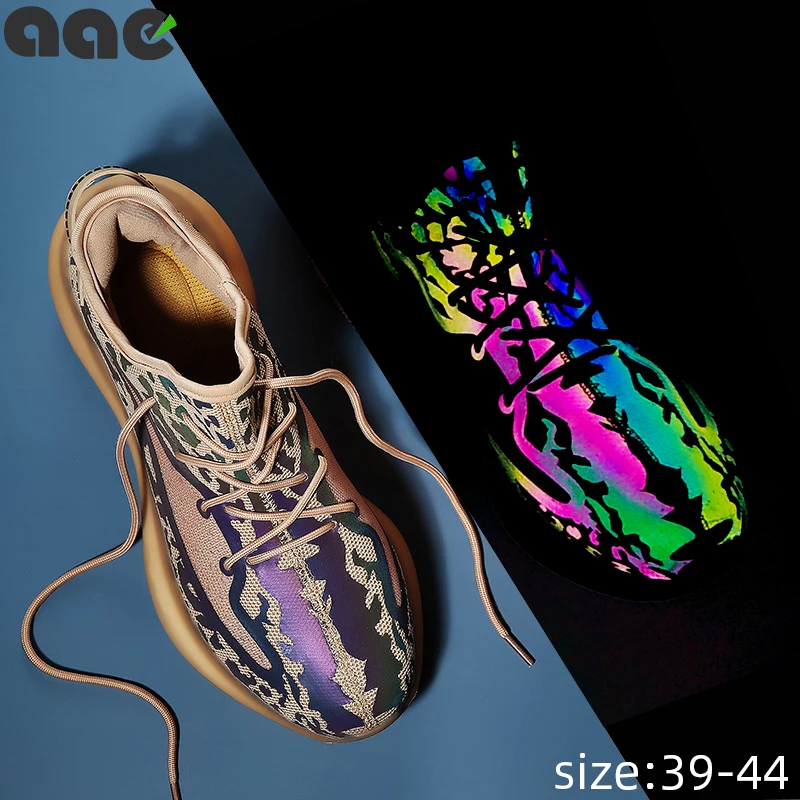 

2020 NEW Trend Men's Casual Shoes Chameleon Luminous Reflective Colorful Glare Night Running Shoes Breathable Zapatos De Hombre