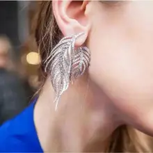 ACCKING Роскошные выдалбливают листья кубического циркония серьги для женщин ювелирные изделия вечерние аксессуары