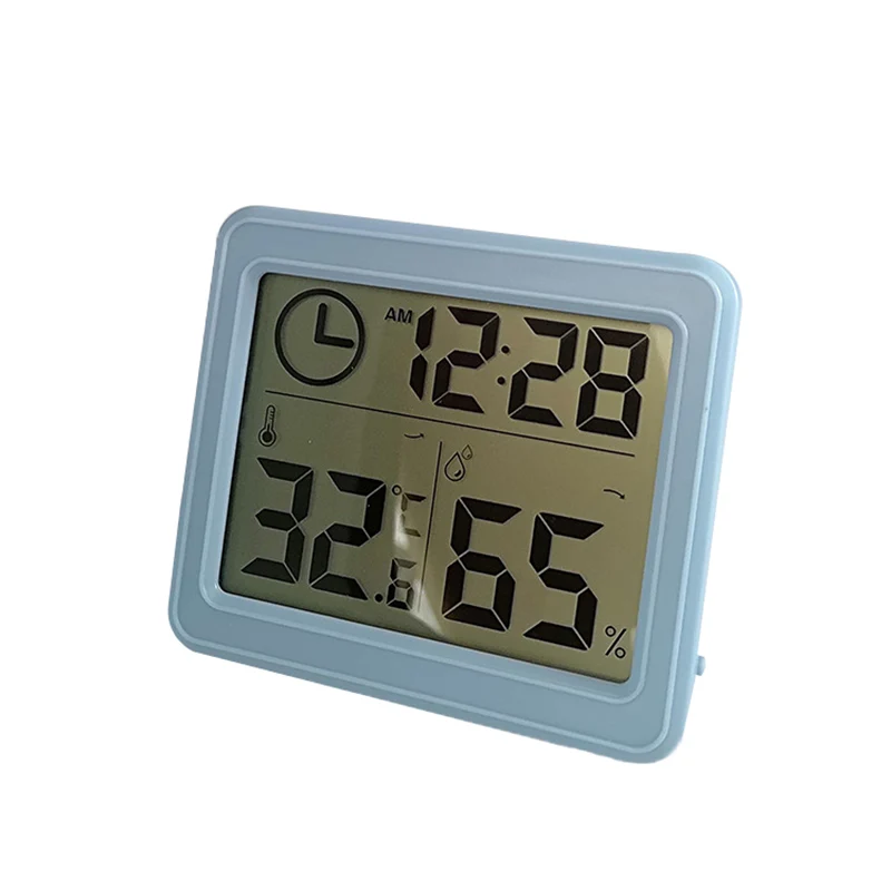 Urijk Многофункциональный Цифровой термометр гигрометр крытый автоматический электронный Температура Влажность монитор часы термометр - Цвет: blue