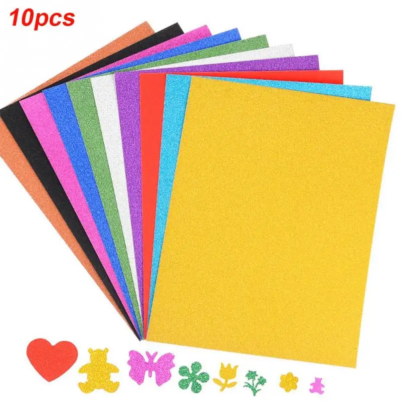 

10pcs Glitter Foam Paper Sparkles Paper Children's Craft Activities DIY Cutters Flash Gold Handcraft Paper cutting Sheets
