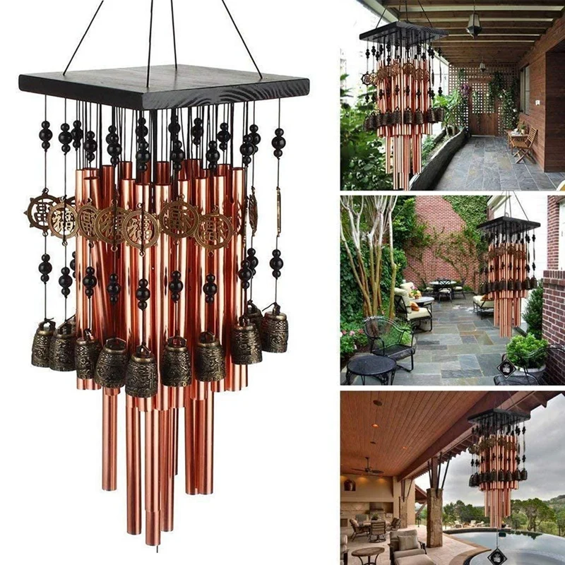 Outdoor Indoor Metal Tube Wind Chime with Copper Bell Large Windchimes 