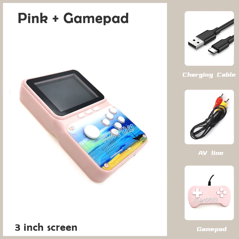 Handheld Games Console Mini Retro Video Game Players Bulit-in 500 Games 3 Inch HD Display AV Output Portable Video Game Console 