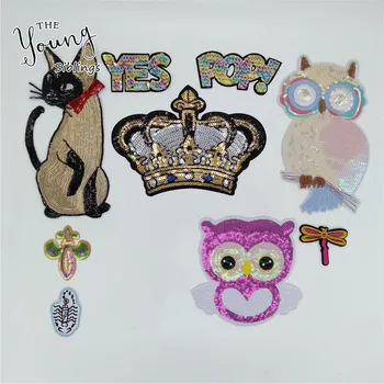 

Fashion style Kids Patch Hot melt adhesive Sequins Applique Embroidery DIY Patches Stripes Sewing Clothing Accessory C6571-C6588