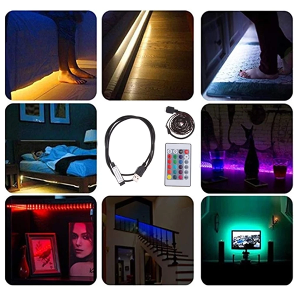 2 Set DC 5V USB LED RGB Strip Light TV Back Lighting with 24-Key Remote - 4m