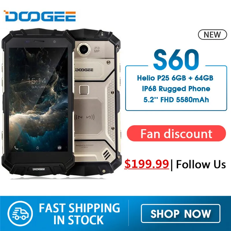 Doogee S60 смартфон с 5 2 дюймовым дисплеем восьмиядерным процессором Helio P25 ОЗУ 6 ГБ ПЗУ