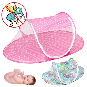 

New Portable Foldable Baby Kids Infant Bed Dot Zipper Mosquito Net Tent Crib Sleeping Cushion collapsible portable Newborn Sleep