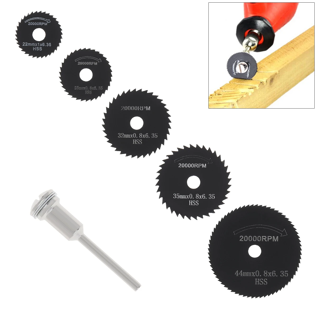 6pcs/set Circular Saw Blade Rotary Tool Metal Cutter Power Kit Wood Cutting Discs Drill Mandrel Accessories | Инструменты