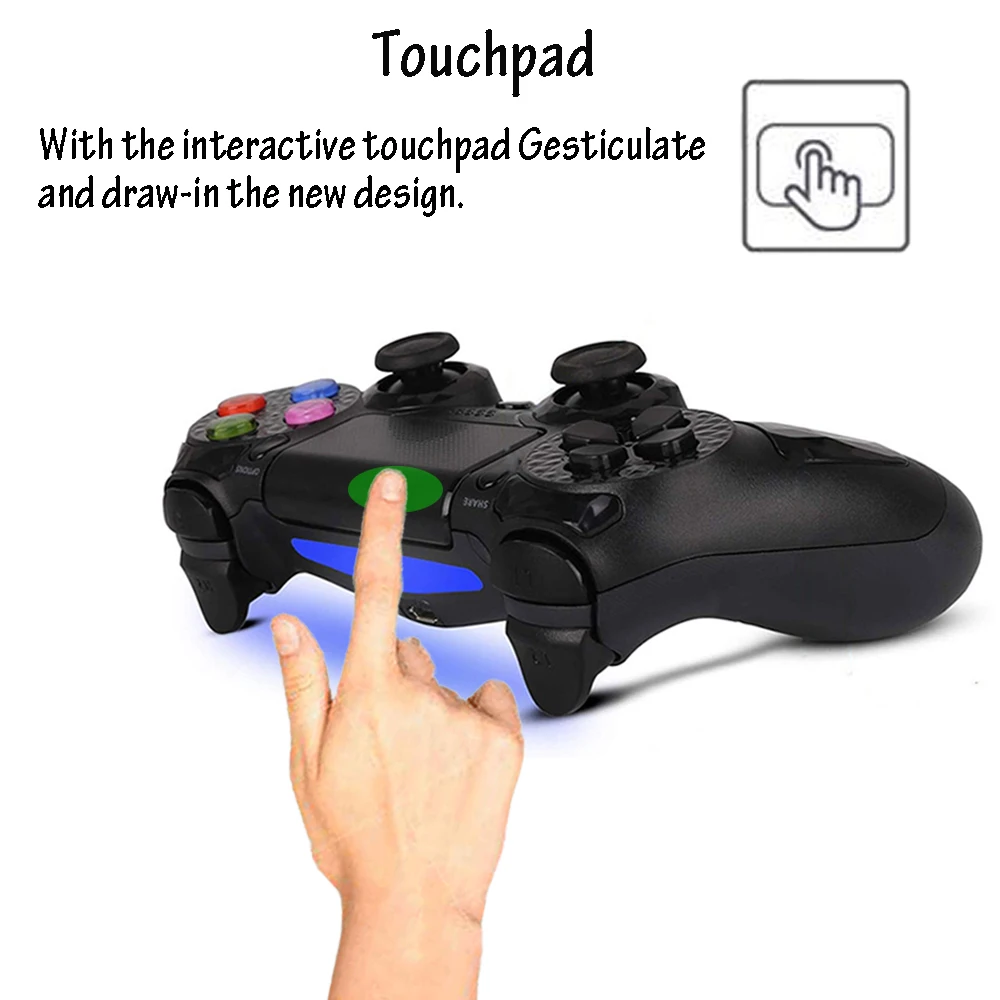 Супер мощный Bluetooth беспроводной контроллер для PS4 PS3 Пульт дистанционного управления Джойстик с шестью осями Micro USB мультитач кликаемый