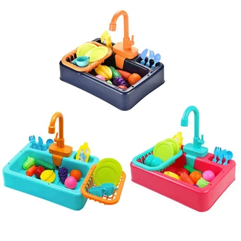 

Plastic Simulation Kitchen Sink Kit Automatic Water Cycle System Parrot Small Pet Electric Bathtub Toy
