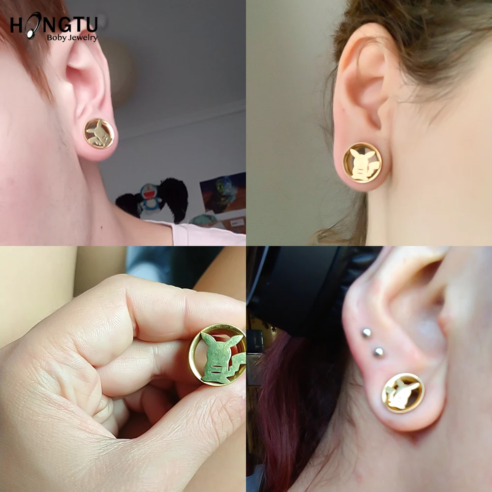 2PC 8-20mm Gold Color Ear Expanders Screw Fit Piercing Body Jewelry 316L Surgical Steel Ear Flesh Tunnel Gauges Plug Tunnels