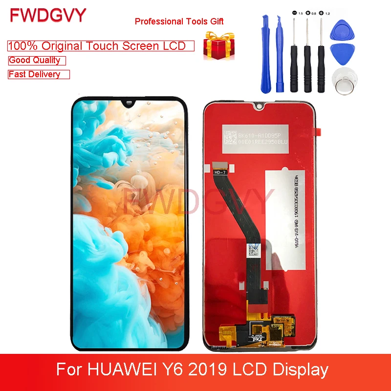 6.09&quot For Huawei Y6 2019 LCD Display Touch Screen Digitizer Assembly Full Set Repair Parts With Tempered Glass | Мобильные