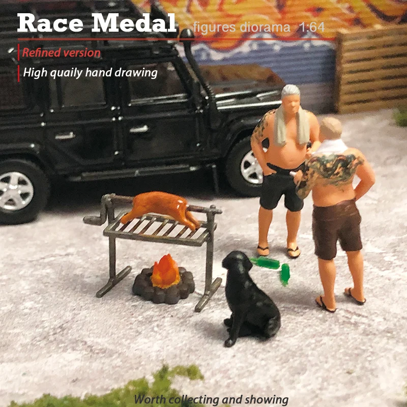 

RaceMedal1:64 3D BBQ and outdoor chat on skewers small doll scene micro Characte