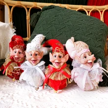 Muñeco de peluche de elfo de 4 piezas para niños, juguete colgante de árbol, decoración de jardín de Navidad, payaso, regalo de Año Nuevo