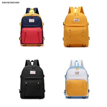 

Girl Women Men Nylon Leather Travel Backpack Rucksack Laptop Bookbag School Bag for Teenagers THINKTHENDO 2019 New Fashion