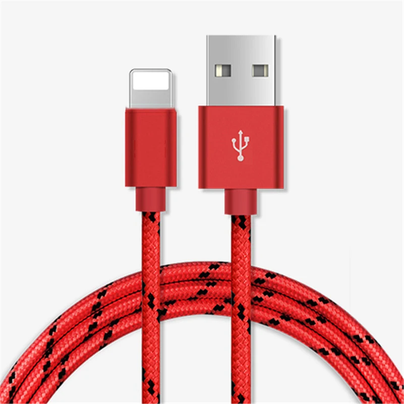 Для Apple usb кабель для зарядки и передачи данных для iPhone X 7 6 8 6S 5S Plus XS MAX XR 11 для iPad Mini IOS 12 13 8 Pin Кабели для быстрой зарядки 1 м - Цвет: Красный
