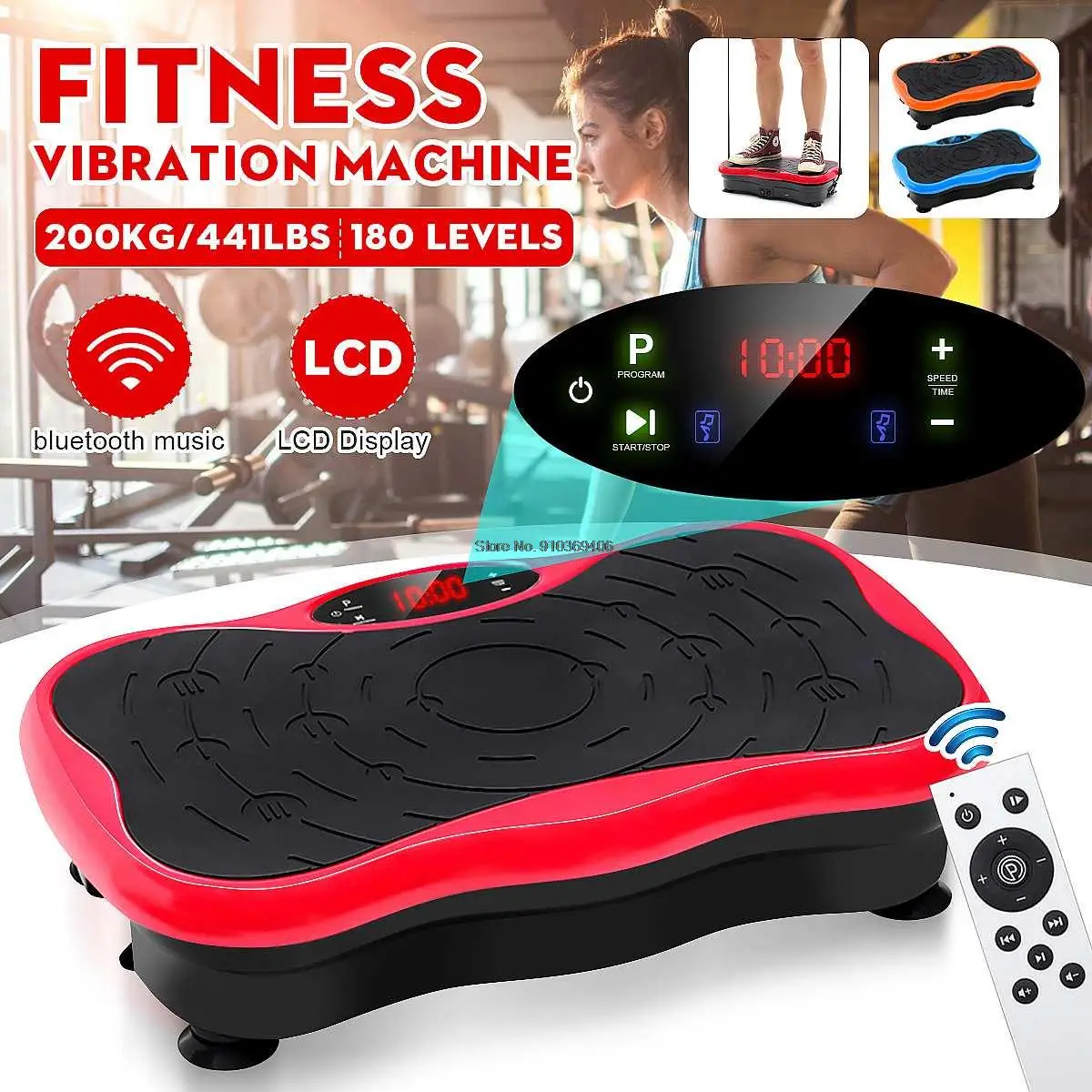 200KG/441LBS LCD Display Exercise Fitness Slim Vibration Machine Trainer Plate Platform Body Shaper with bluetooth Remote Contro
