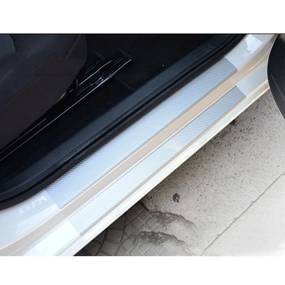 4 шт. серебряных порога потертости Добро пожаловать педаль защита из углеродного