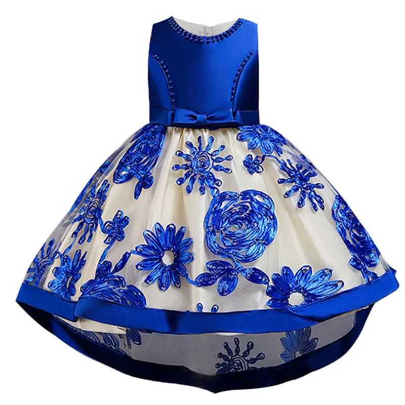 Girls Lace Appliques Ball Gowns Flower Girl Dresses Princess Birthday Party Wedding Gowns Elegant Children Clothing
