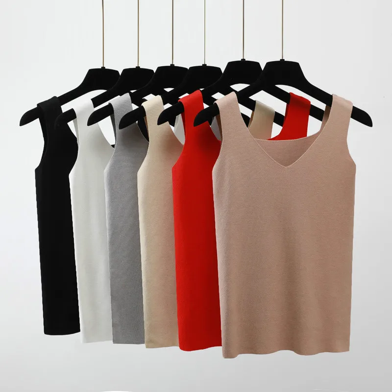 

Sexy knit top summer vest women's vest top sleeveless v-neck slim top women's casual vest