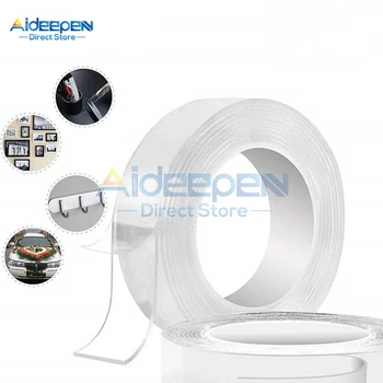 

1/2/3/5M Reusable Transparent Waterproof Double-sided Tape Washable No Trace Magic Nano Tape Double-sided Tapes 1mm 2mm