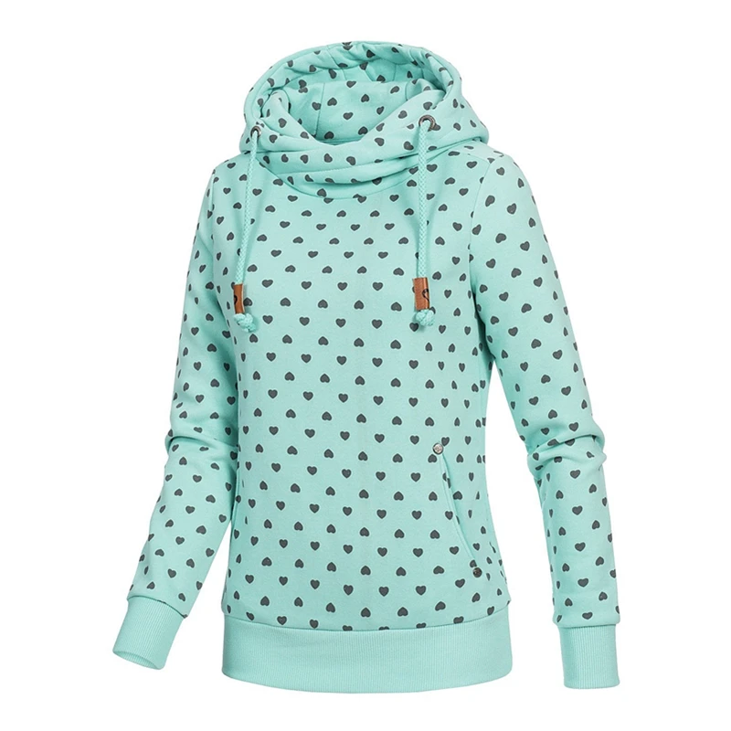 

Plus Size Women Clothing Pullover Hoodies and Sweatshirts Autumn Winter 2019 Dot Print Warm Fleece Hooded Sweatshirt Pullovers