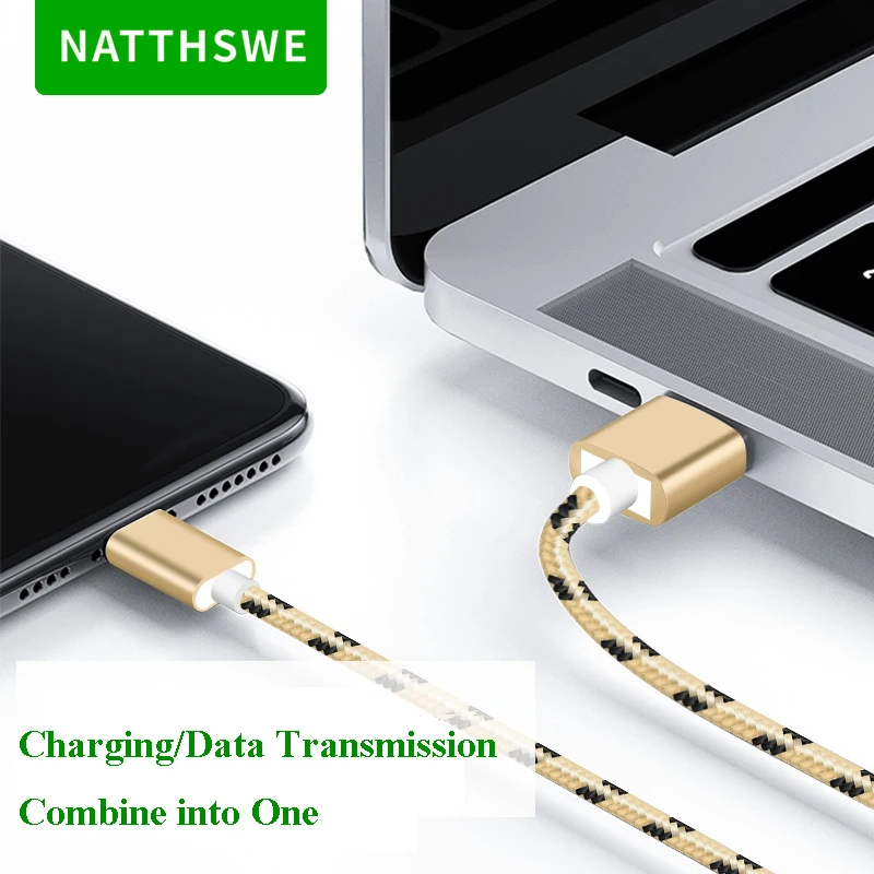 NATTHSWE Tiger кожа плетение USB кабель для передачи данных Быстрая зарядка линия iPhone X 8