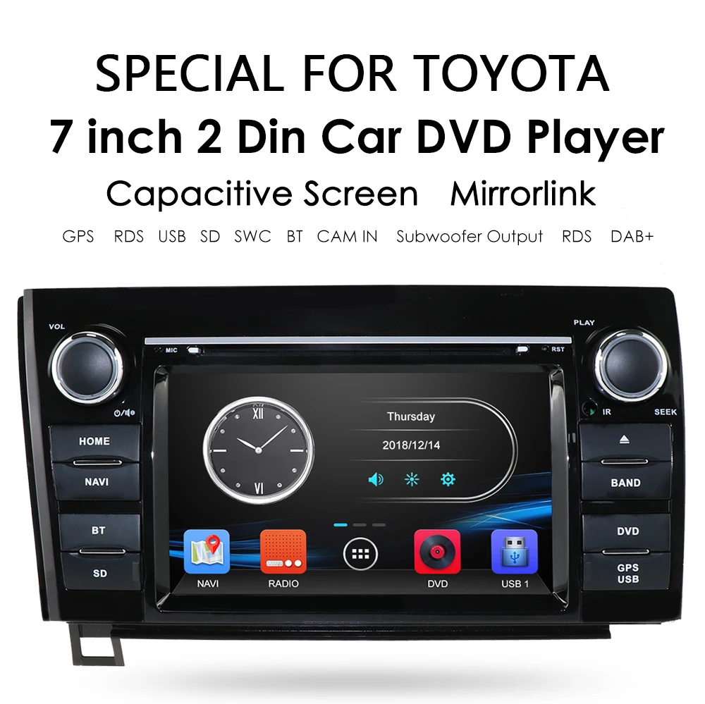 Cheap 2 DIN Car DVD Player For Toyota Tundra  Head Unit Car DVD Player 18GB SD Maps   SD  USB  Mirror-Link  SWC  GPS  DAB+  1080P  RDS 1