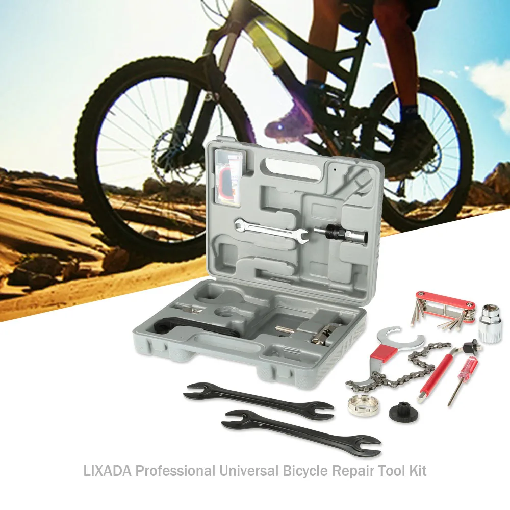 

14 In 1 Multifunction Bike Bycicle Cycling Repair Tools Set Kit + Freewheel and B.B.Cup Wrench+Screwdriver+Spoke Adjuster