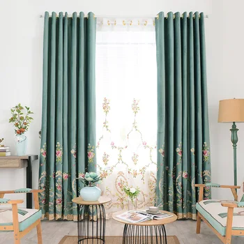 

European Embroidery High-gloss Curtains for Living Dining Room Bedroom.
