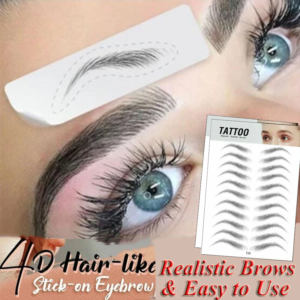 4D Hair like Eyebrow Tattoo Sticker False Eyebrows Waterproof Lasting Stick  on Eyebrow Tattoo Sticker Eyebrow Makeup Tool|Temporary Tattoos| -  AliExpress