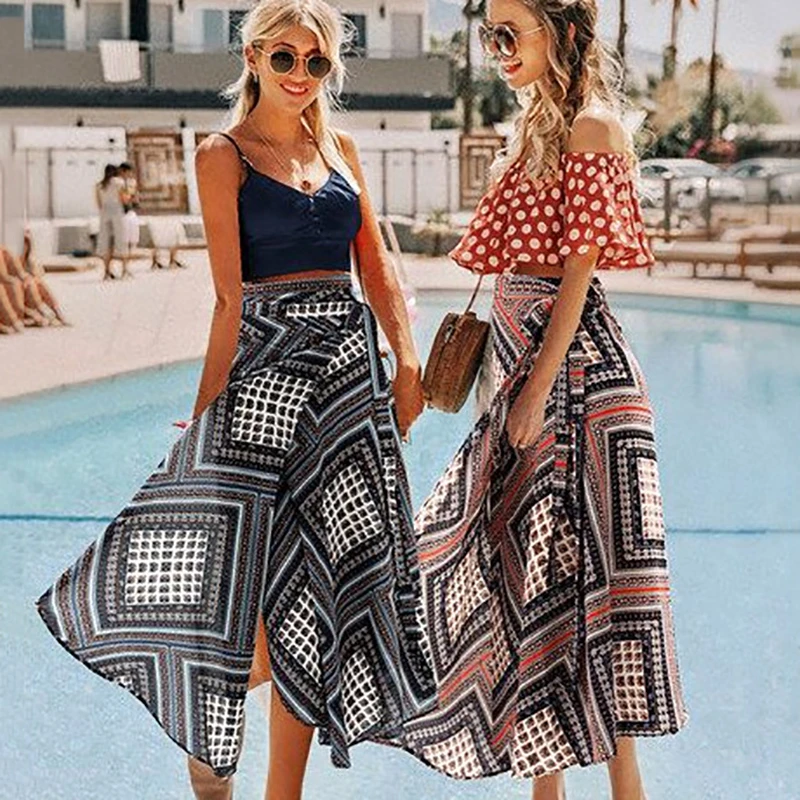 O 2020 falda de 5XL para Mujer Faldas largas de verano moda Ropa Mujer falda cintura Streetwear Faldas con lazo|Faldas| - AliExpress