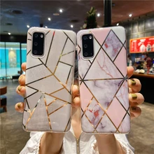 Darbeye dayanıklı koruma telefon kılıfı için Samsung Galaxy S8 9 10 20Lite artı Note8 9 10Pro 20Ultra kaplama geometrik dikiş mermer