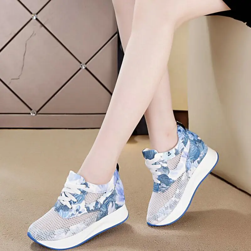 

Band Spring Autumn Increasing Shoes Ladies Sneakers Female Women Vulcanized Shoes Casual Wedge Platform shoes 563