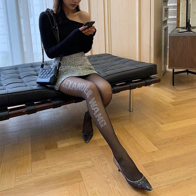 

Tights Women Net Pantyhose Sexy Lady Lace Letter Female Tights Night Club Wear Elastic Slim Tights Women Bottom Pantyhose Tights