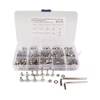 

350Pcs M4 M5 Hex Hexagon Socket Screw Set Stainless Steel Flat Round Cap Head Screw Kit Bolts and Nuts Hex Bolts Set