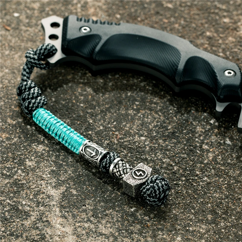 Key Rings Key Chains Braid Rope Keychain Car Pendant Key Chain Retro Vikings Keychain Knife Pendant Norse Pirates Rune Amulet Handmade Jewelry Gift