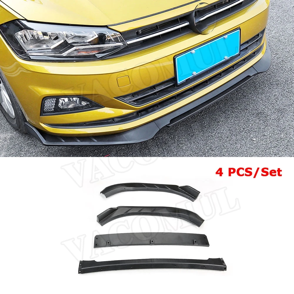 4 PCS Для Polo Передний Бампер для губ разветвители спойлер для Volkswagen VW Polo Plus ABS черная головка подбородок Лопата защита автомобиля Стайлинг - Цвет: 4 PCS