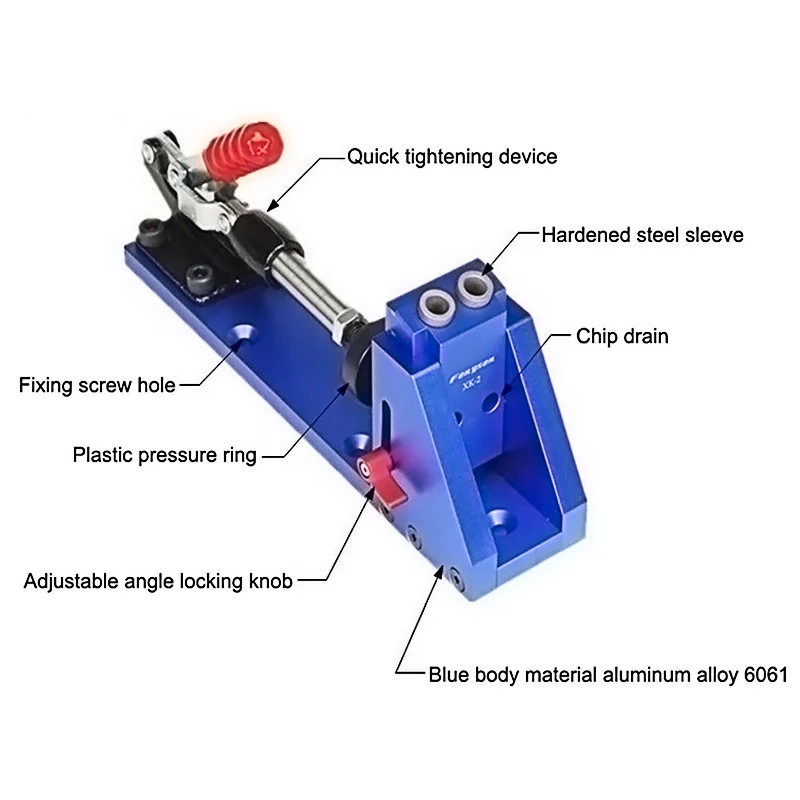Woodworking Oblique Hole Punch Locator Slant-Hole Tool Kit Locator Positioner Jig Pocket Clamp Wood Drilling Bit XK-2 Hand Tool Woodworking Oblique Hole Punch Locator Slant-Hole Tool Kit Locator Positioner Jig Pocket Clamp Wood Drilling Bit XK-2 Hand Tool