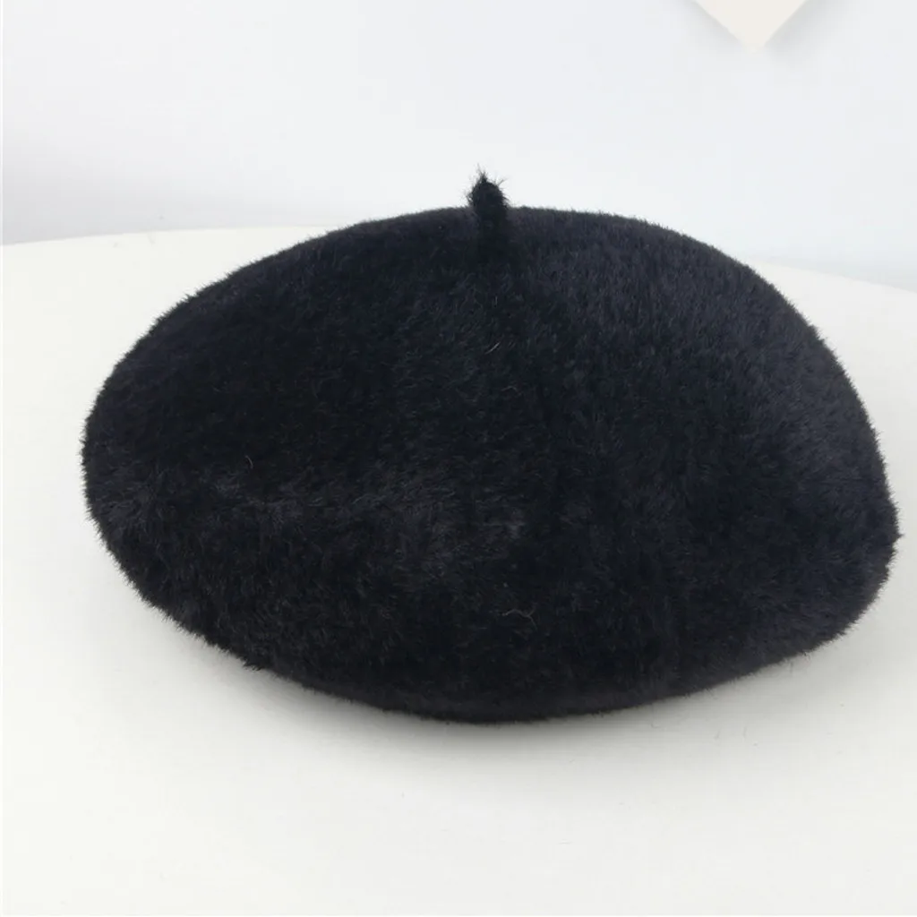 Womail Hat Winter Children Fashion Solid high quality lovely Flat Roof beret cap Casual Wild Plush Comfortable soft beret enfant