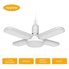 

LED Ceiling Lamp E27 E26 60W Super Bright Worklight Deformable Garage Light With Four Foldable Fan Blade Pendant Light
