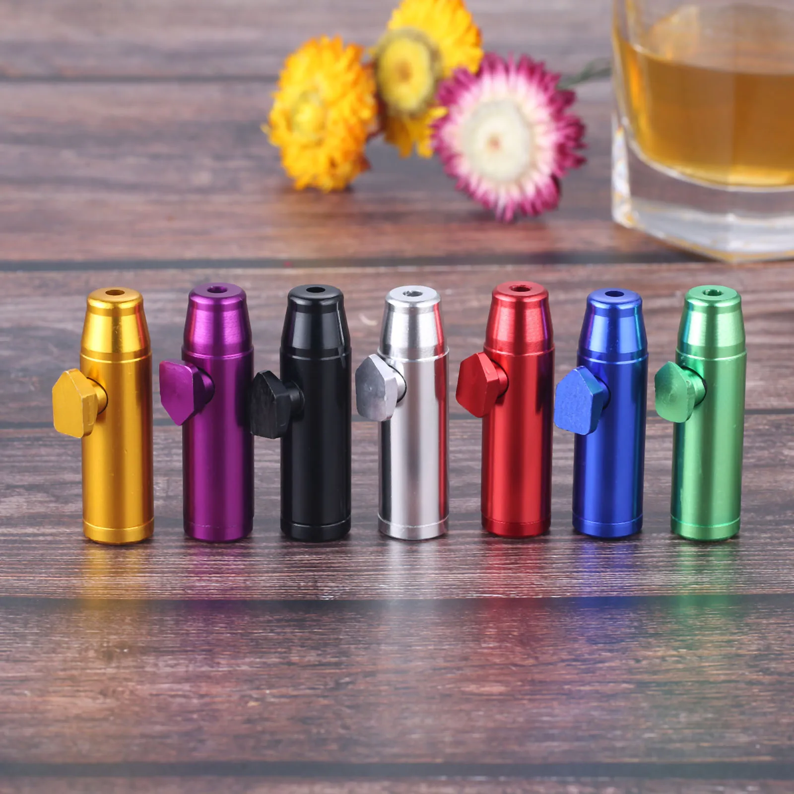 1Pc Metal Aluminum Snorter Sniffer Snuff Snorter Powder Bullet Dispenser Boxes 53mm/2.08inch