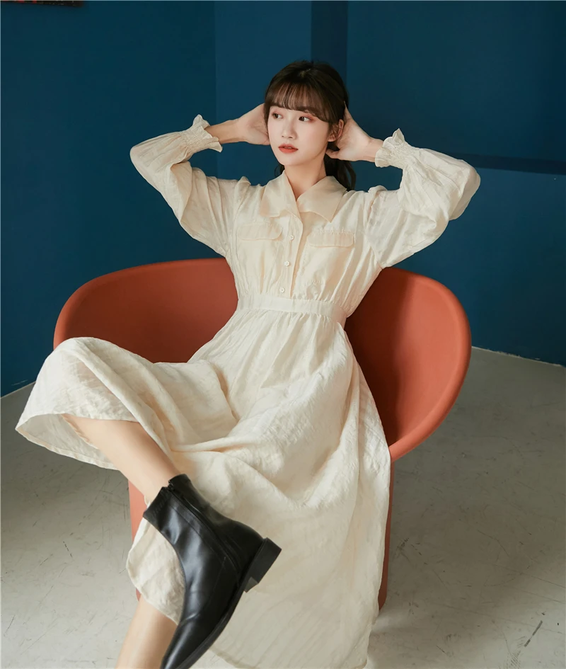 Ultra gentle autumn wind dress new rice white fairy dress small French platycodon grandiflorum tenderness