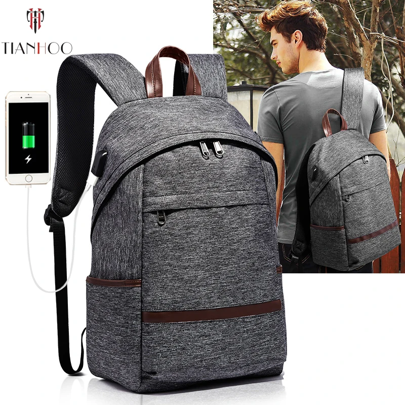 

TIANHOO New Backpack Men Outdoor Travel School Bag Explosion-proof Computer Backpack USB Large Capacity Bags