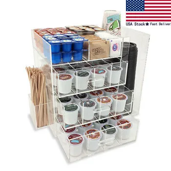 

NEW! ACRYLIC COFFEE STATION - KEURIG KCUPS/CREAMER/SUGAR/CUPS/STIRRER ORGANIZER
