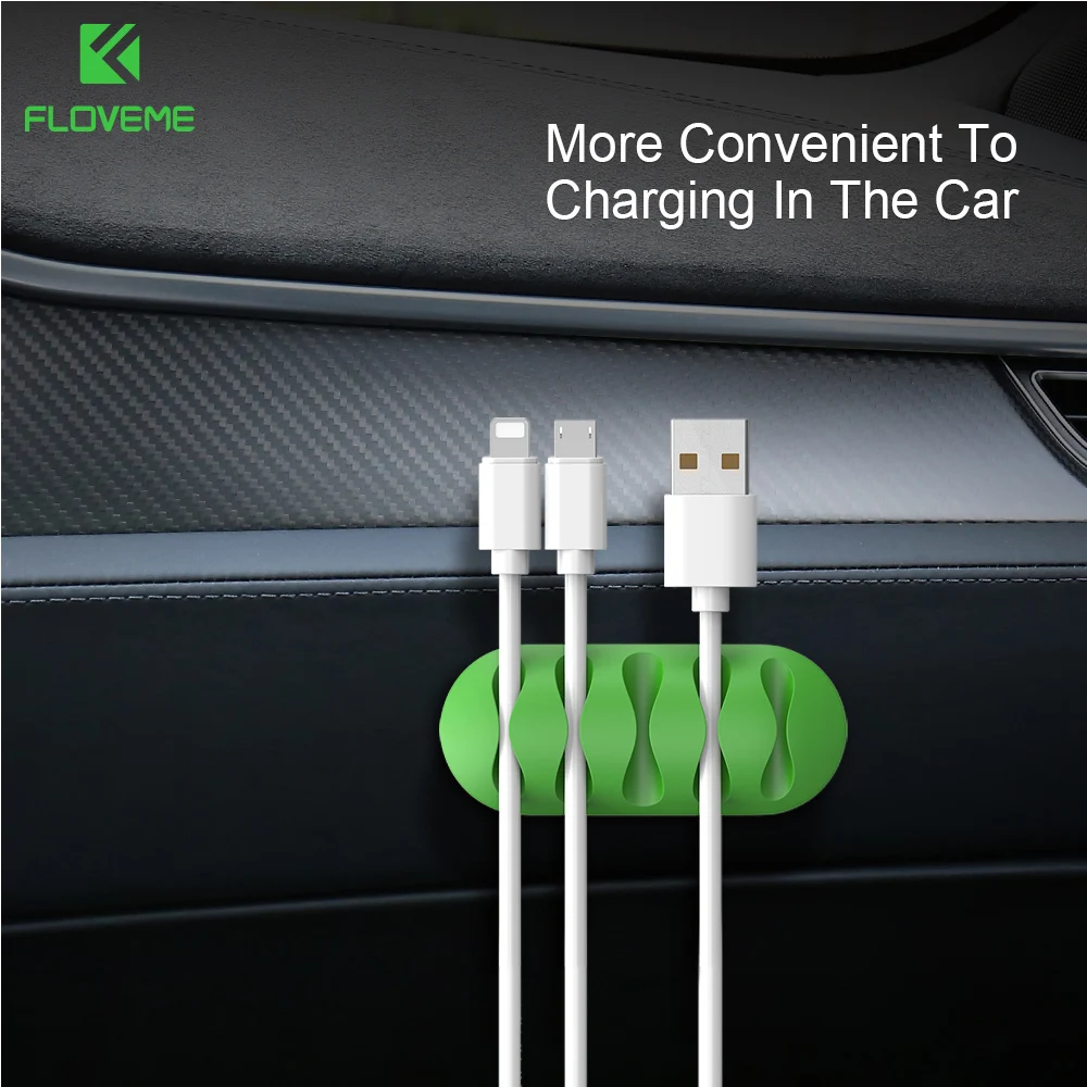 FLOVEME Desktop кремния устройства для сматывания шнуров USB органайзер для кабеля зарядного устройства Управление провода шнур зажим фиксатора