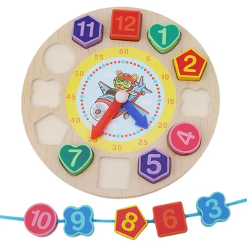 

Wood Digital Geometry Clock Wooden Blocks Toys For Children Educational Toy Brinquedos Menino Wooden Toys For Baby