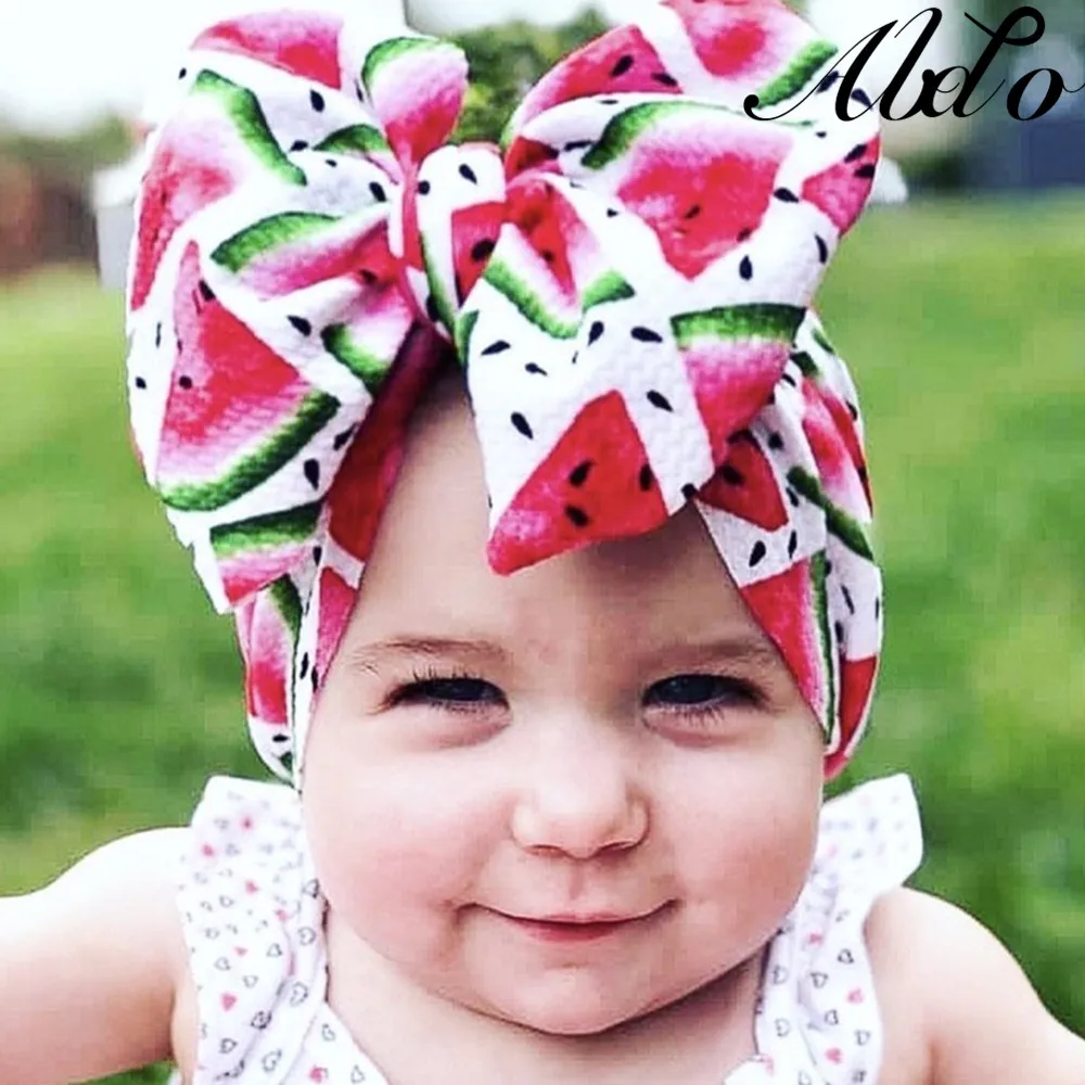 

ABDO 2020 Big Bowknot Baby Headband Printed Toddler Infant Headwrap Newborn Hair Turban Baby Girl Hair Accessories Kids Headwear
