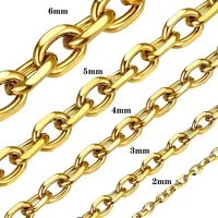 Chaîne O en acier inoxydable pour hommes et femmes, collier Rolo pour pendentif, couleur or/argent/noir, lien de câble, cadeau 2mm 3mm 4mm 5mm 6mm de large 1